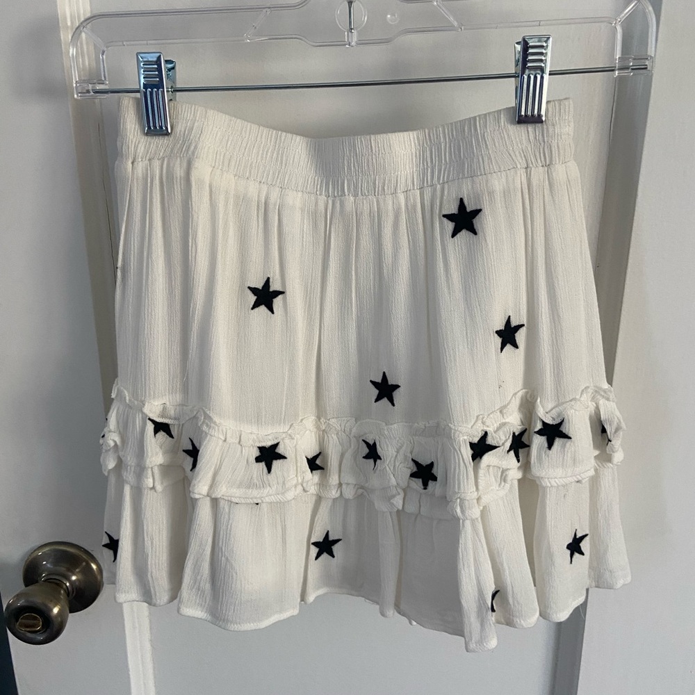 White with black stars mini skirt